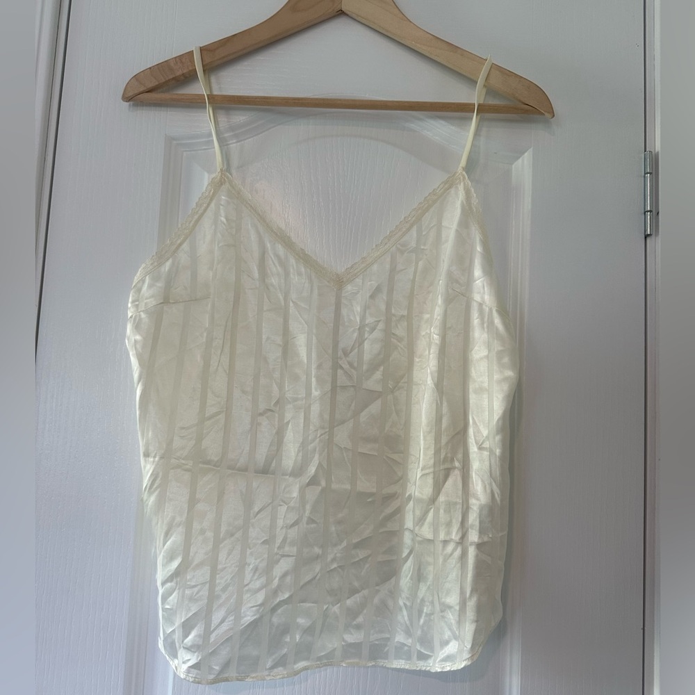 Zara off white soft cami with lace detailing